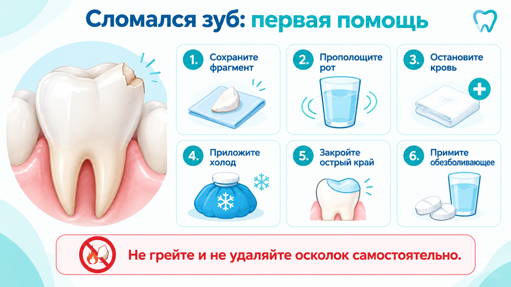 что делать если зуб сломался, пошаговая инструкция